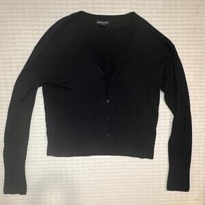 Athleta Women's Black Knit Button Front Cardigan Sweater V-Neck Size M